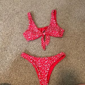 Barely worn red floral bikini set
